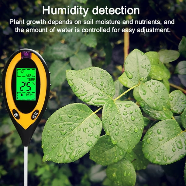 Humidimètre du sol, testeur de pH du sol 4 en 1, humidité du  sol/lumière/nutriments/pH-mètre pour le jardinage, la pelouse et  l'agriculture
