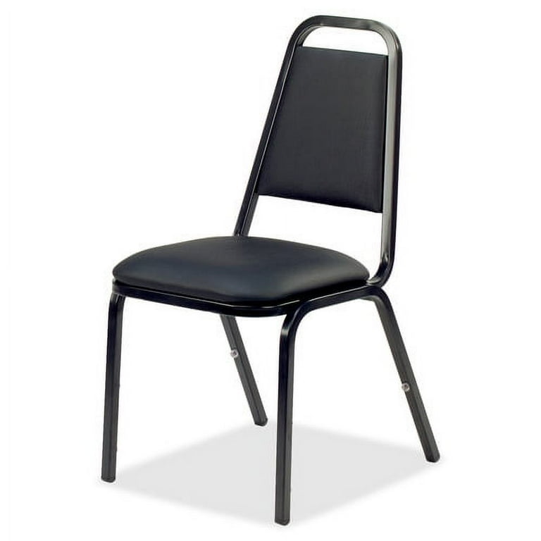 Lorell Upholstered Stacking Chairs - Black Vinyl Seat - Black Steel Frame - Charcoal Black - Vinyl, Steel - 4 / Carton Lorell Upholstered Stacking Chairs - Black Vinyl Seat - Black Steel Frame - Charcoal Black - Vinyl, Steel - 4 / Carton