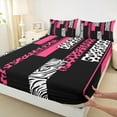 thumbnail image 3 of Manfei Chic Leopard Print Twin Sheet Sets for Female, Cheetah Zebra Animal Twin Fitted Sheet, Black Pink Geometric Flat Sheet, Super Cozy Room Decor, 3-Piece, 3 of 7