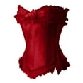 thumbnail image 3 of Renaissance Corset Victorian Style Corset Adjustable Lacing Steel Boning Waist Trainer Satin Fabric Bustier with Bow Accents Bustier Tops for Women Red XXXL, 3 of 4