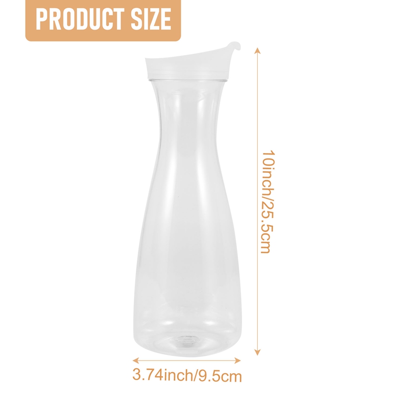 2Pcs Plastic Water Carafes With White Flip Tab Lids- Food Grade &  Recyclable Shatterproof Pitchers - Juice