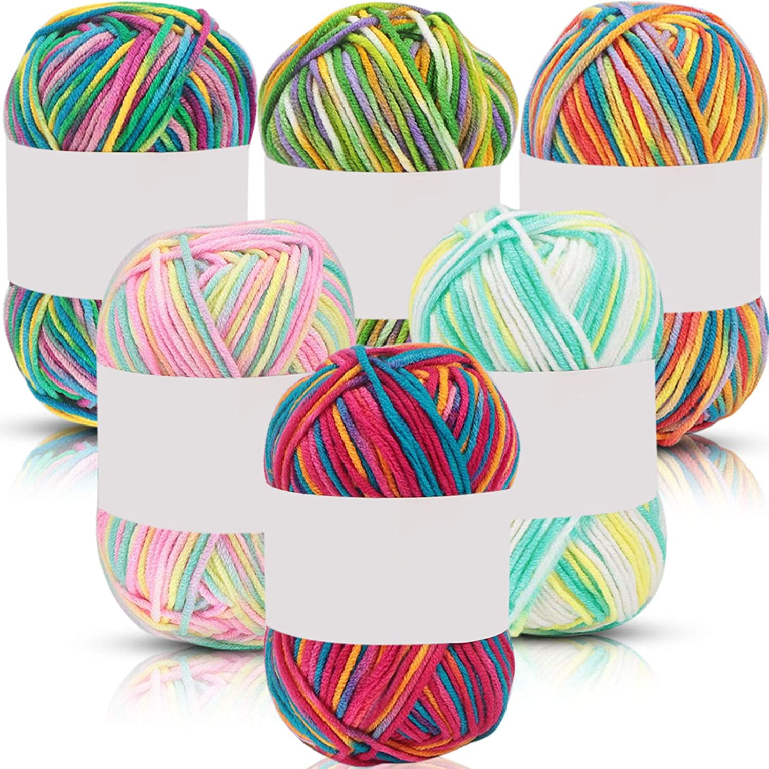 Timgle 3 x 120g Rainbow Yarn for Crocheting Knitting Thick Crochet Yarn for  Beginners Colorful Cotton Nylon Craft Multicolor Yarn Thread for Mini