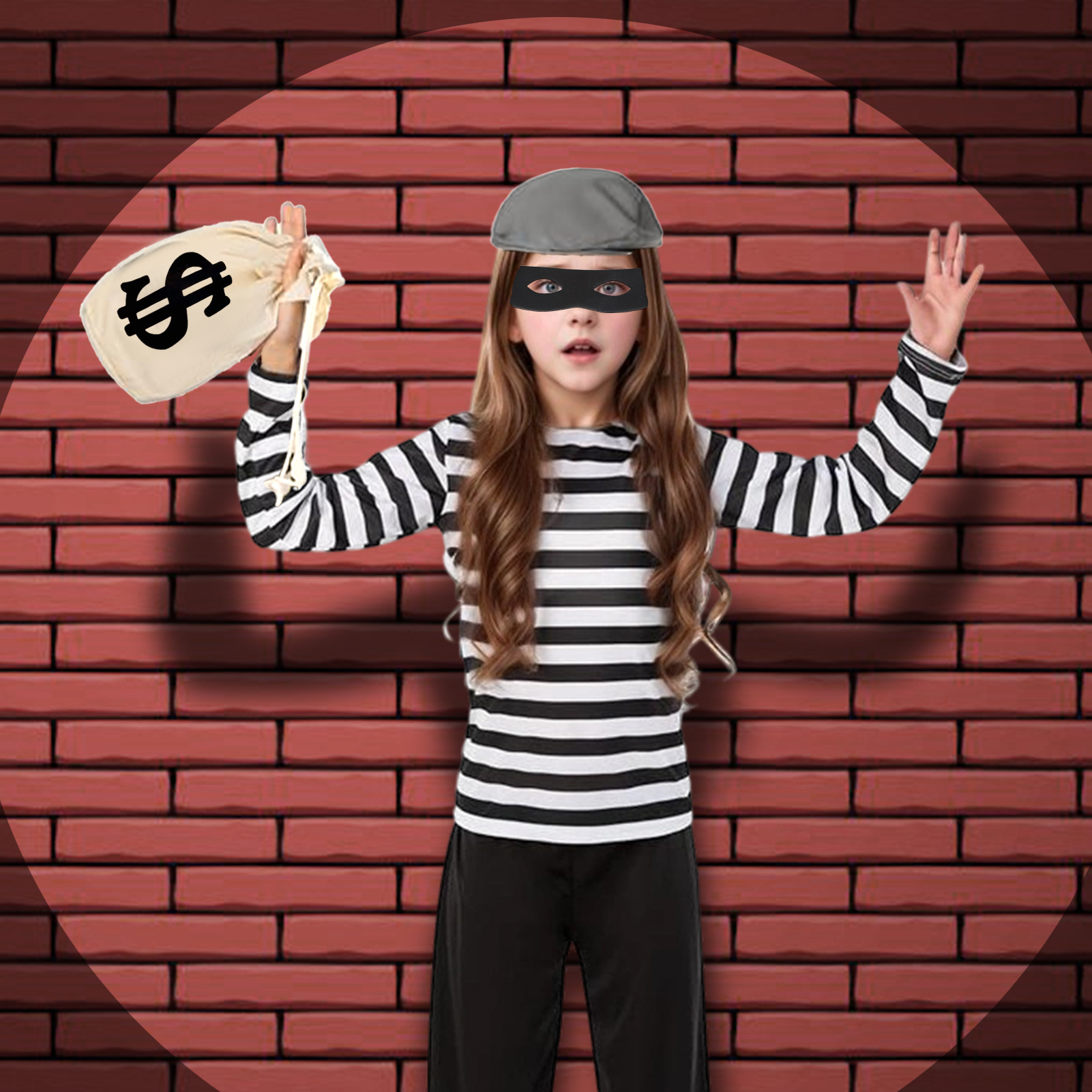 Kids Burglar Mask Set With Swag Bag – Eye Mask & Money Bag Fancy Dress Costume