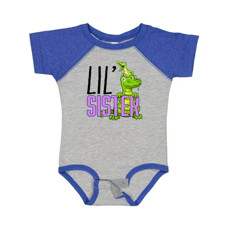 

Inktastic Lil Sister with Cute Green Alligators Gift Baby Boy or Baby Girl Bodysuit