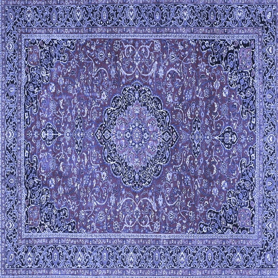 Ahgly Company Machine Washable Indoor Square Persian Blue Traditional Area Rugs, 4' Square