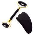 thumbnail image 1 of Juego de rodillo de jade negro y tablero de gua sha con piedra de jade TFixol  tipo3, 1 of 7