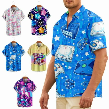 

Aloha Hawaiian Shirt Button Down Lapel Print Lightweight Clothing Apparel Sizes Kids-Adult Unisex