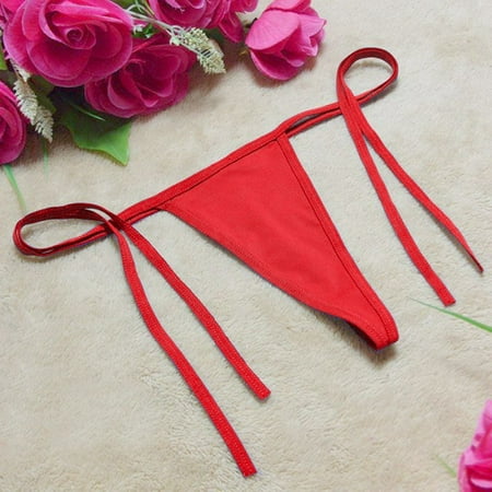

RPVATI Women s Sexy G-String Panties Low Waisted Side Tie Bow Thong T-Back Underwear