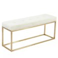 thumbnail image 1 of Heavenly Collection Beige Velvet Bench, Velvet Bench with Gold Stainless Steel, Stainless Steel Bench, Polished Bench, Velvet Bench, Gold Bench, Entryway Bench, 1 of 6