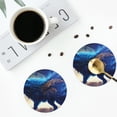 thumbnail image 4 of Picia Moonlit Blue Wolf Printed Leather Coasters for Drinks, 4" Drink Coasters Set of 4 for Tabletop Protection, Handmade Luxurious Home Décor and Housewarming Gift -Round Shape, 4 of 6