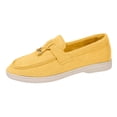 thumbnail image 6 of Women's Slip On Suede Loafers Comfortable Lightweight Business Dress Shoes Wide Width Slip On Sneakers Yellow Size 8, 6 of 8