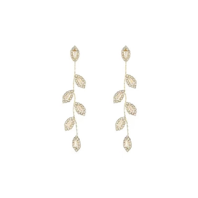 Par Aretes Hojas Colgante Pendiente Elegante Largo-Dorado Shuxiu Wang 9024719205748
