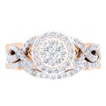 thumbnail image 2 of 0.78 Carat (Ctw) 14K Rose Gold Round Diamond Ladies Swirl Split Shank Cluster Engagement Ring With Matching Band Set 3/4, 2 of 4