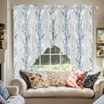 thumbnail image 6 of Swag Curtains Valances for Windows, Blue Grey Minimalist Tree Short Kitchen Window Curtains Over Sink, Vintage Branch Cafe Curtains Panel Set Of 2,Rod Pocket, 36 Inches Length, 6 of 8