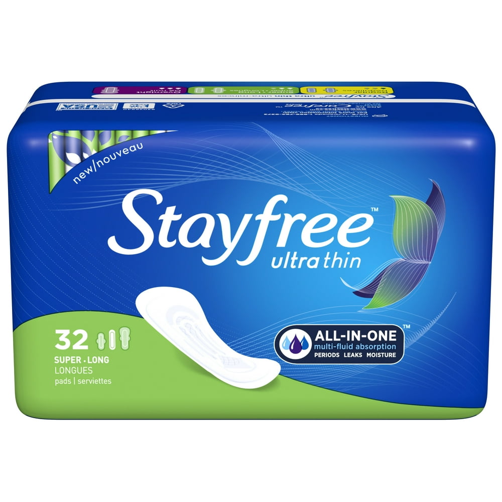 Stayfree Ultra Thin Long Pads (without Wings), Unscented, Super, 32 Ct