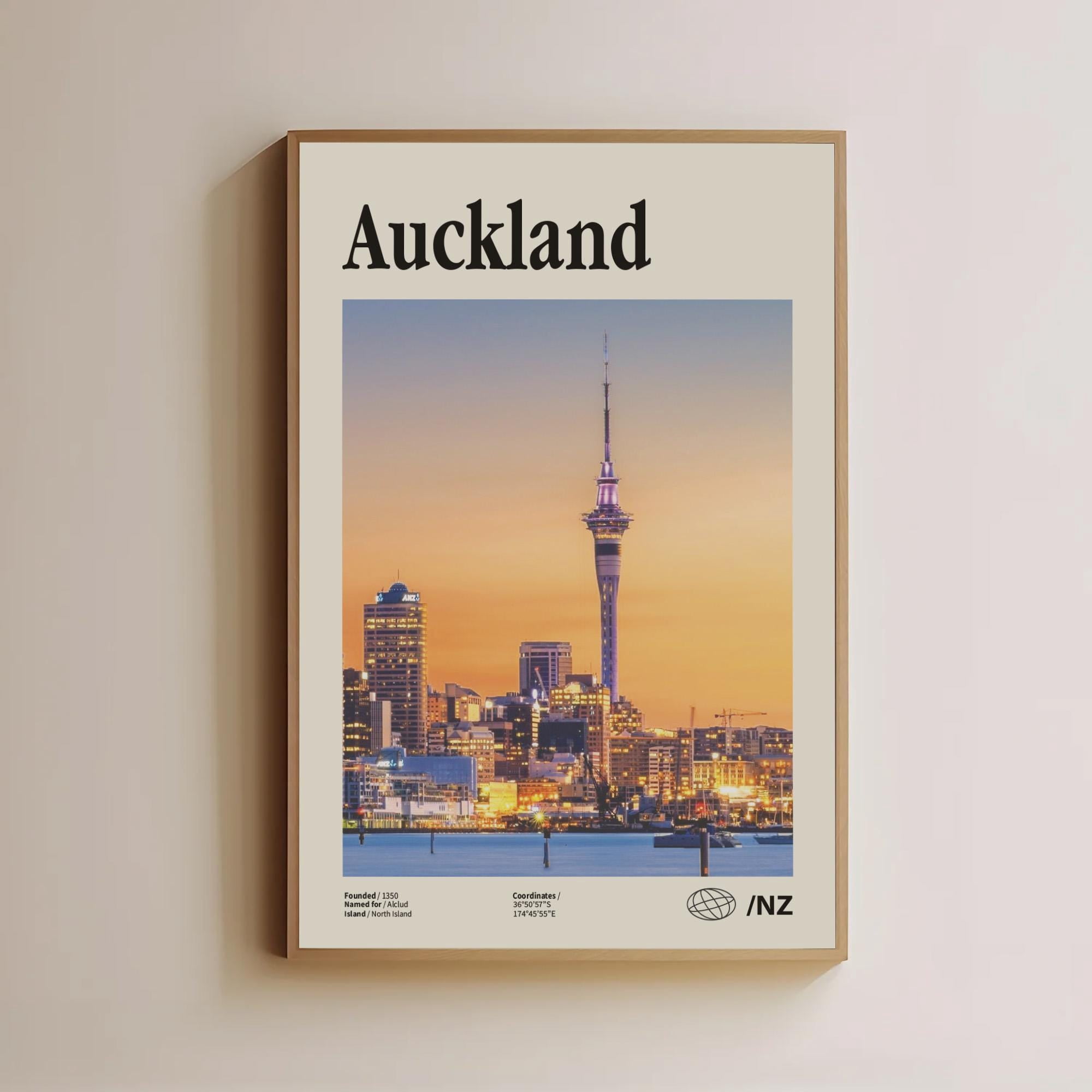 Auckland New Zealand Travel Poster Auckland Poster New Zealand City Poster , Poster Print Only