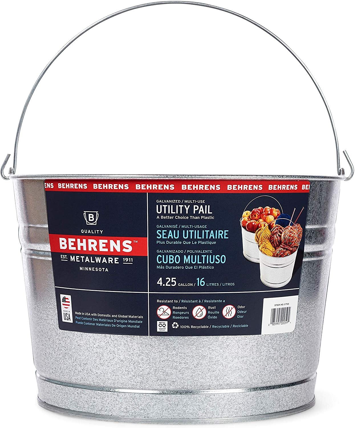 Behrens C17GS 41/4Gallon Galvanized Steel Pail