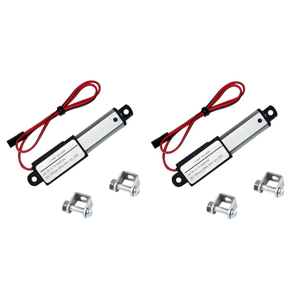2X Mini Actuador Lineal Eléctrico - de 1,2 Pulgadas, 64N / 14.4Lb, Velocidad 0,6 Pulgadas / S Mini Actuador de Movimiento Impermeable Pequeño 12 V Dc