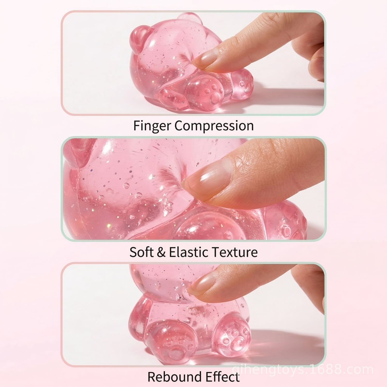 Bear Squishy Stress Ball 4Pcs - Transparent Gummy Bear Squeeze Doll, Super Soft Teddy Bear Stress Relief Fidget, Decompression Sensory Squeeze Ball