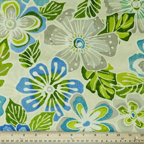 Waverly Inspirations 100% Cotton Duck 45" Width Pop Flower Print Azure Color Sewing Fabric by the Yard
