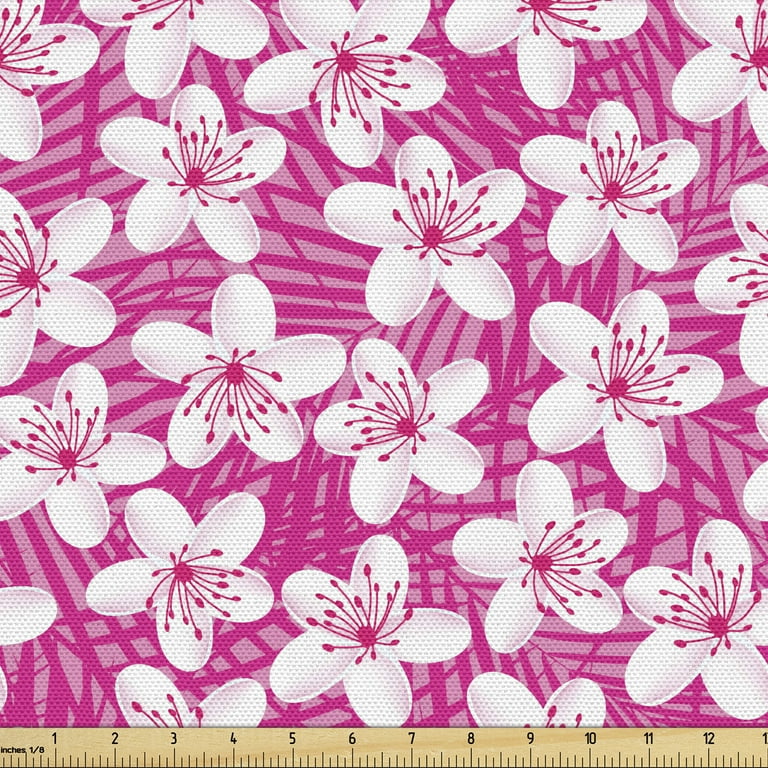 Spring Fabric by the Yard Upholstery, Tropical Frangipani Flowers