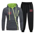 thumbnail image 1 of Chándal para hombre, novedad en ropa deportiva, estampado, chaqueta con cremallera, abrigo, sudaderas con capucha informales, pantalones deportivos para correr, ropa cálida para exteriores para hombre, 1 of 4