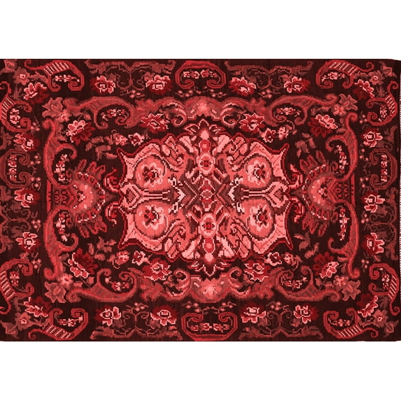 Ahgly Company Indoor Rectangle Medallion Red French Area Rugs, 8' x 12'