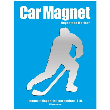 Ice Hockey Player Male Car Magnet Pose 3 Chrome