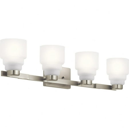 

4 Light Vanity Light Approved for Damp Locations with Transitional Inspirations 7.5 inches Tall By 33.5 inches Wide-Brushed Nickel Finish Bailey