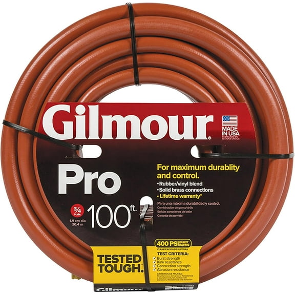 Gilmour Pro Commercial 3/4" x 100' Heavy Duty Water Hose, Durable and Kink Resistant 100 ft Garden Hose