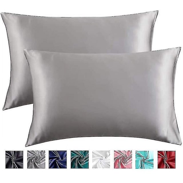Funda de almohada 100 % seda de morera para la salud del cabello y la piel, 51 x 76 cm (gris)