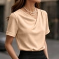 thumbnail image 5 of Molidfa Women's Top Short Sleeve Crew Neck Stretchable Casual Regular Pullover Drop Shoulder Casual Tops Set-In, 5 of 5