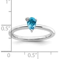 thumbnail image 3 of Sterling Silver Rhodium-Plated Pear Swiss Blue Topaz & White Ring (Size 7) Made In Thailand qr7422bt-7, 3 of 5