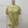 thumbnail image 5 of Feancey Twist Front Tops for Women Roll Up Cap Sleeve Waffle Knit Shirt Solid Color Crew Neck Summer Tees Comfy Loose Textured T-Shirts Mint Green XXL, 5 of 9