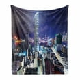 thumbnail image 1 of City Soft Flannel Fleece Blanket, Downtown in Hong Kong Urban View at Night High Rise Buildings Modern Business District, Cozy Plush for Indoor and Outdoor Use, 60" x 80", Multicolor, by Ambesonne, 1 of 6