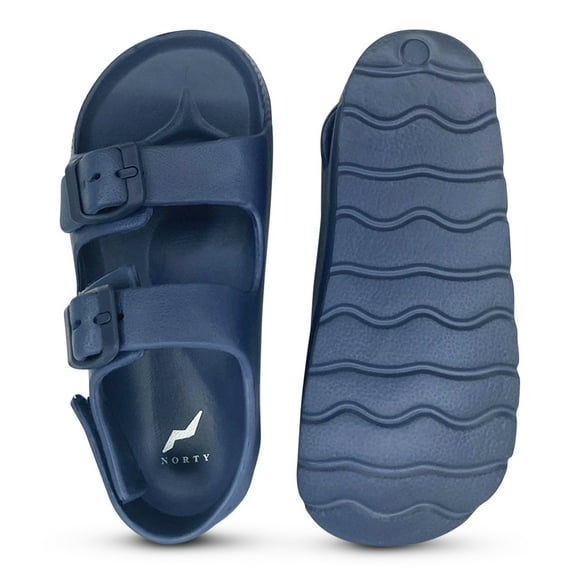 Norty Boy Girl Children Toddler Little and Big Kid 2 Strap Slide Sandal 41903-6MUSToddler (Navy Strap)