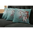 thumbnail image 5 of Ambesonne Cartoon Throw Pillow Cover 4 Pack, Girl with Bike, 16", Dried Rose and Pale Blue, 5 of 5
