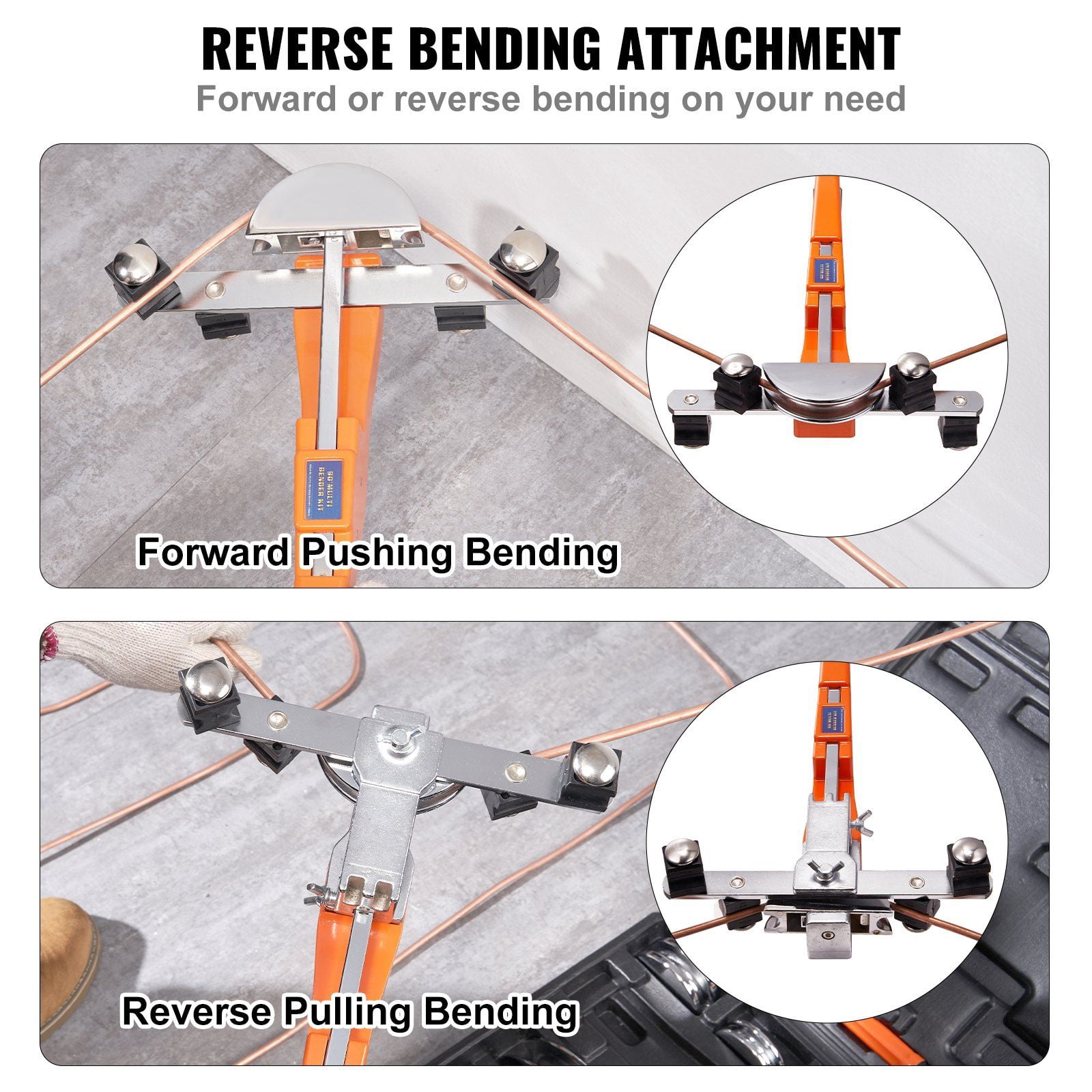 7-Die Tube Bender Tool Kit - Ratcheting 90° Pipe Bender for 1/4"-7/8" Tubing, HVAC & Refrigerator Repair with Pipe Cutter Included