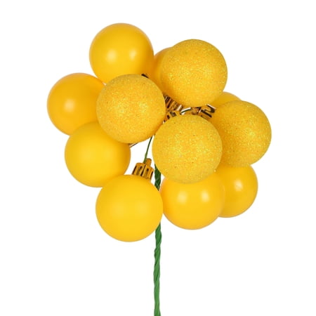 Vickerman 12 Yellow Ball Ornament Christmas Pick 4 per set