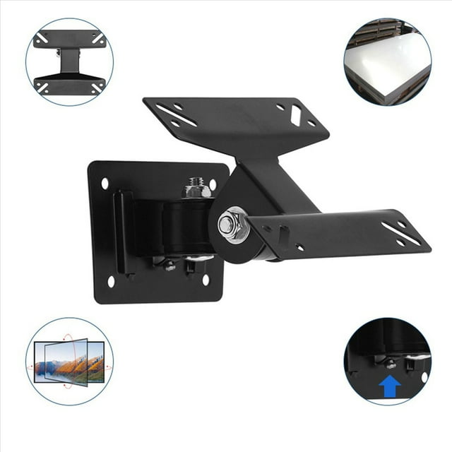 2X Support Mural pour Écran LCD LED 15-27 Pouces Hauteur Réglable Moniteur Rétractable Support Mural pour Tv, 2 x Support Mural Universel Tv, Noir