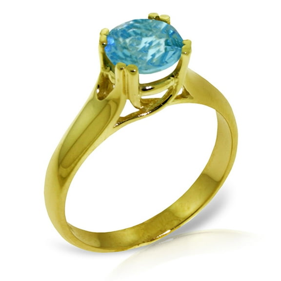 Galaxy Gold 14K Yellow Gold Natural Blue Topaz Solitaire Ring - December Birthstone - Communication & Serenity - Sizes 5.5 to 11 - Fine Jewelry for Women