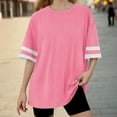 thumbnail image 2 of Ltctricy Girls' Oversized T Shirts children Striped Short Sleeve Crew neck Loose Tunic Tops Summer Casual Tee Blouses, 2 of 7
