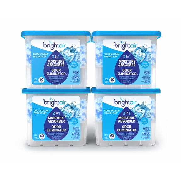 Bright Air Moisture Absorber Odor Eliminator, Cool & Clean Scent, 14 oz, 4 Count