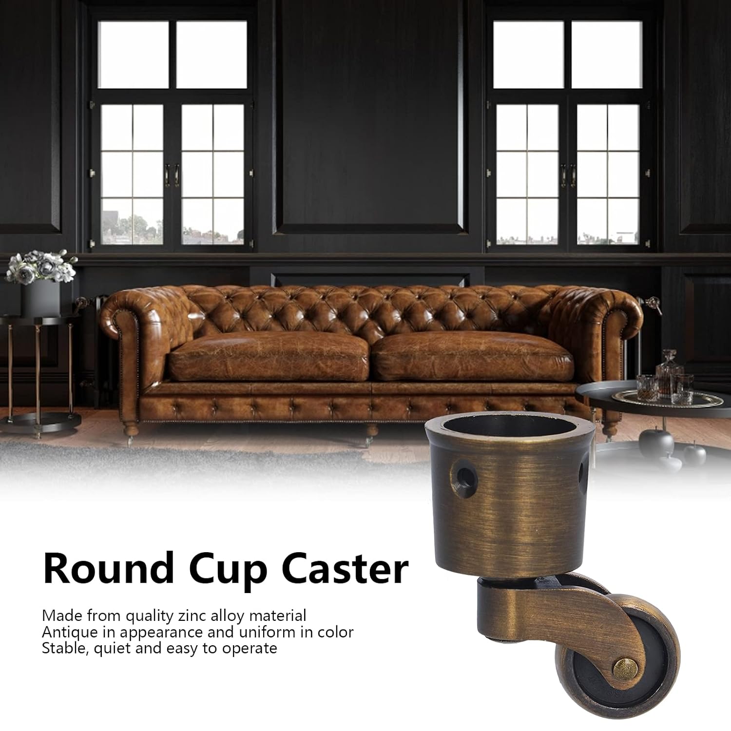 SLGHLSAHG Caster Wheels Round Cup, Casters Set of 4 Vintage Matt Wheels for Furniture Silent Threaded Casters Swivel Caster Wheels Threaded Stem Casters Locking Wheels Cart Wheels A65941