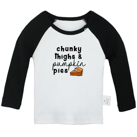 

Chunky Things & Pumpkin Pie Novelty T shirt For Baby Newborn Babies T-shirts Infant Tops 0-24M Kids Graphic Tees Clothing (Long Black Raglan T-shirt 12-18 Months)