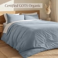 thumbnail image 3 of Bare Home Organic Cotton Duvet Cover Set, Percale Weave, Twin/Twin XL, Dusty Blue, 3 of 10