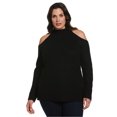 thumbnail image 1 of Ella Rafaella Womens Chic Side Slits Tunic Sweater, Black, Plus Size, 1X, 1 of 1