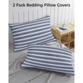 thumbnail image 3 of Navy Blue Striped Pillow Covers Standard Size 2 Pack, Farmhouse Striped Geometric Art Soft Bed Throw Pillowcases Breathable Cooling Long Lumbar Body Pillow Sham Cover for Bed Sofa 20''x26'', 3 of 7