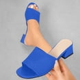 thumbnail image 2 of Miluxas Open Toe Low Heeled Slides Sandals Elastic Band Wide Thick Heel Sandals Dark Blue 7.5(40), 2 of 9
