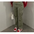 thumbnail image 1 of Mono de mujer de color sólido europeo y americano, pantalones casuales de cintura alta con múltiples bolsillos, de moda y a la moda, que combinan con todo, 1 of 6